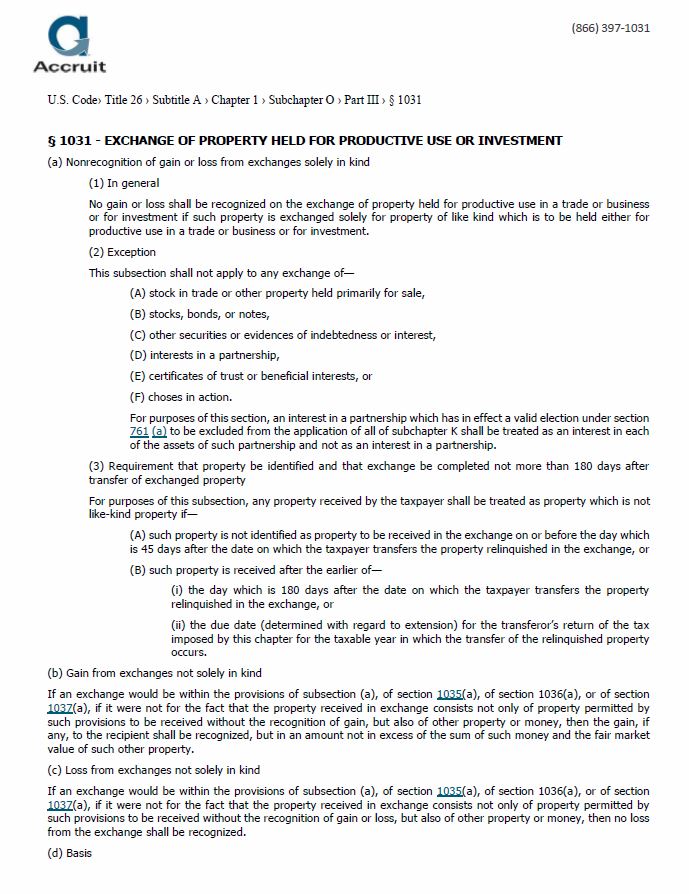 section 1031 or 1033 of the internal revenue code